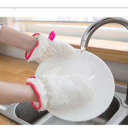 Non-stick Oil Dish Washing Glove Kitchen Cleaning Brush Bowl Waterproof Gloves Soft SolidGloves Household Supplies LLS740-WLL