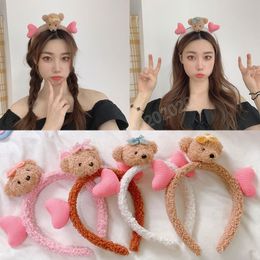 Fine Cute Bear Headbands for Women Elastic Hair Hoop INS Popular Teddy Fur Lamb Wool Headband for Hair Accessories Girl Headwear