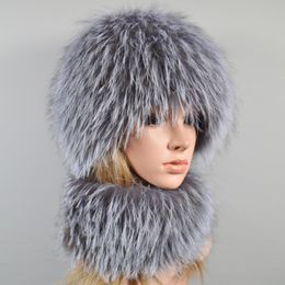 New Hand Make Women Real Genuine Fur Hat Scarf Girls Natural Real Fur Headbands Cap Winter Knit Scarves Beanies