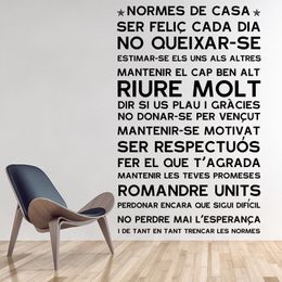 Spain CATALAN Version NORMES DE CASA House Rules Wall Sticker Home decor Family Quote Decoration DIY Vinyl Wall Decals kids room 201130