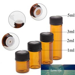 100pcs High Quality 1ml/2ml/3ml/5ml Dram Amber Glass Essential Oil Bottle Small Brown Perfume Glass Vials Sample Test Bottle