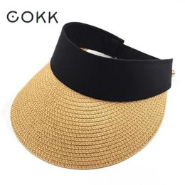 COKK Summer Hats For Women Folding Sun Visor Empty Top Outdoor Sea Beach Hat Chapeu Feminino Sun Hat Female Wide Brim Cap New Y200714