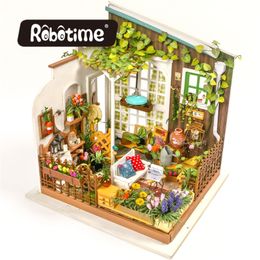 Robotime Dropshipping DIY Dollhouse Miniature with Light Doll House Furniture Wooden Dollhouse Kits Gift Toys for Children 201217