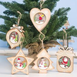 Christmas Decorations Glow Painted Wood Snowman Hanging Pendant Tree Decoration Xmas Decor Ornaments Decorations1