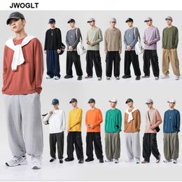 15 Colors Spring Autumn Men's T Shirt Casual Long Sleeve Regular Fit 100% Pure Cotton Soft O-Neck Basic Tee Shirts 4XL 5XL 201203
