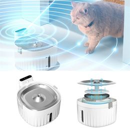 2L Fountain For Cats Wireless Motion Sensor Automatic Cat Drinker Filtered Dog Water Dispenser Intelligent Pet Drinking Feeder 220211