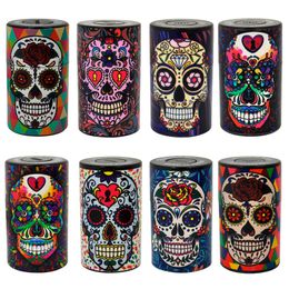 Cool Colourful Skull Pattern Portable Sealed Vacuum Dry Herb Tobacco Grind Spice Miller Preroll Cigarette Smoking Stash Case Jars DHL Free