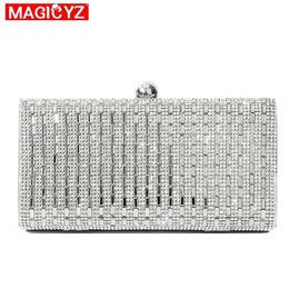 black silver evening bags UK - MAGICYZ Women Evening Bag Black Silver Wedding Party Diamond Rhinestone Clutches Crystal Bling Gold Clutch Bags Purses Y201224