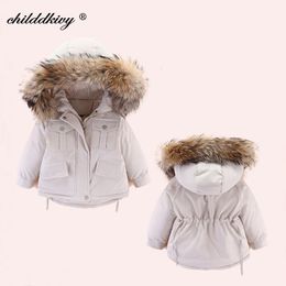 2pcs Set Baby Girl winter down jacket and jumpsuit for children Thicken Warm fur collar jacket for girls Infant snowsuit 0-4Year LJ200828