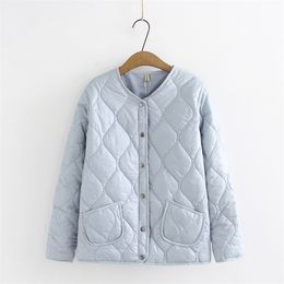 Winter Coats For Women Single Breasted Full Sleeve Thin Short Parka Oversize Autumn Female Down Cotton Jacket 201210