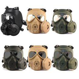 Tactical PC Lens Mask Airsoft Paintball Shooting Face Protection Gear Full Face with Air Filtration Fan