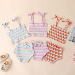 Baby Clothing Girl Clothes Set Striped suspender Top Shorts Pants Summer Toddler Baby Girl Outfit Summer Outfit 2Pcs/Set ZYY285