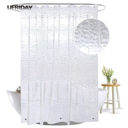 UFRIDAY 3D Water Cube Shower Curtain with Magnets Waterproof Mildew Resistant for The Bathroom Clear Plastic PEVA Bath Curtain 201102