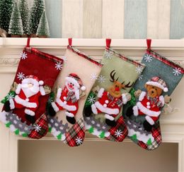 Christmas Large Stockings Snowman Santa Claus Candy Gift Bags Holders Xmas Socks Hanging Ornaments Christmas Decorations DB302