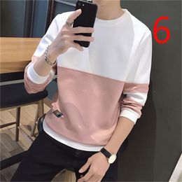 Autumn Letter Print Long Sleeve T-Shirt Men's Youth Loose Round Neck Bottoming Shirt 201203
