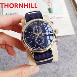 All Sub Dials Working Men's Japan Quartz Battery Powers Watch Day-Date 44mm 5ATM waterproof Crime classic atmosphere good President Nylon Fabric Wristwatches