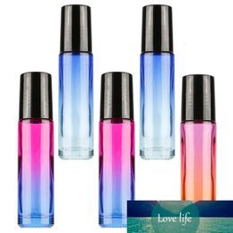 Aihogard 10 Sets 5pcs/set 10ml Gradient Color Essential Oil Empty Perfume Bottle +Roller Ball Thick Glass Roll on Durable Travel