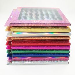 Wholesale real mink eyelashes with 16-pairs sticker diamond lash tray no packaging strip soft false lashes
