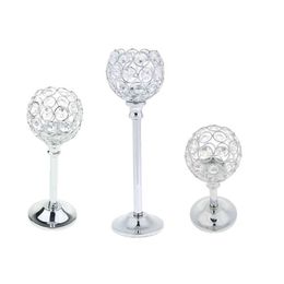 3 Height Silver Mosaic Crystal Wedding Present Candlestick Candle Tea Light Holder Stand for Events Wedding Home Party Decor