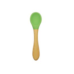 Kitchen tool Baby Feeding Spoon Bamboo Handle Silicone Spoon Baby Food Spoons Anti-Scald And Fall Resistance Training Spoons 9089