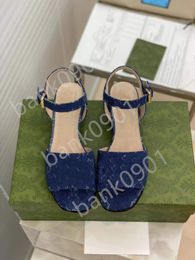 Fashion Designs Thick heel Horse buckle slippers Wholesale Price Sandals Comfort Beach Slide Skin Leather Flip Flops Sexy Ladies Scuffs Shoes with Box size 35-40