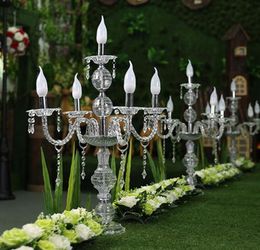 55CM to 150cm Tall Upscal Table Centerpiece Acrylic Crystal Wedding Candelabras Candle Holder Wedding Aisle Road Leads Props