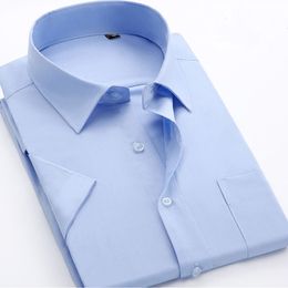 Solid Color Short Sleeve Men's Casual Shirts Men's Formal Business Dress Shirts Classic Style Work Wear 201123