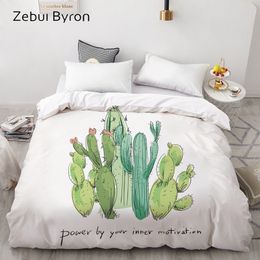 HD Digital Print Custom Duvet Cover,Comforter/Quilt/Blanket case Queen/King Bedding /,Nordic cactus LJ201015