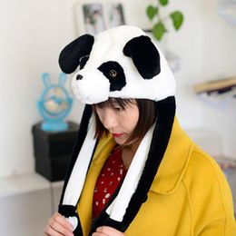 -Mütze / Schädelkappen Kinder Erwachsene Kurze Plüsch niedlichen 3D Cartoon Panda Tierhut mit beweglichen Ohren Doppel Airbag Pfaws Warme Earflap-Kappe Spielzeugparty