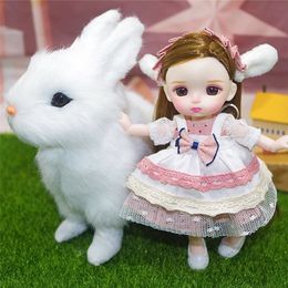 1/8 16CM Bjd Doll 13 Movable Joints Cute Face Shape Exquisite Makeup and Fashion Dress Doll Toy Best Gift for Kids 220315