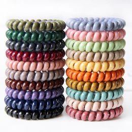 Solid Color Telephone Wire Cord Hair Rubber Bands Tie Girls Women Elastic Hairbands Ring Rope Bracelets Mixed