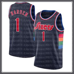 Joel 21 Embiid Jerseys Jame 1 s Harden Tyrese 0 Maxey City Basketball Jersey Allen 3 Iverson Shirt stitched Logos