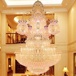 American Big Golden Crystal Chandelier LED Light European Large Luxurious K9 Crystal Chandeliers Lights Fixture Indoor Lighting Dia100cm 120cm