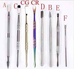 7 Types Stainless Steel Wax Dabber Tool Bag Silver Gold Rainbow Oil Tobacco Dry Herb Dab Rigs Atomizer Pick Hash Pen Smoking Accessories