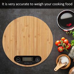 Wood Bamboo Hd Lcd Display Digital Scale 5KG/1G Kitchen Electronic Scales High Accurate Mini Food Baking Kitchen Food Scale Y200328