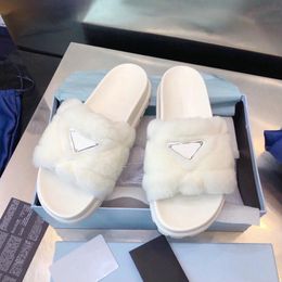Winter Fleece Slippers Sandal white black pink Sexy Pumps Pointed Toe Chunky Heels Ankle Strap Party Wedding Famous Slides With Box
