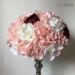 New Artificial flower ball Centrepieces mix Colour rose hydrangeas for wedding party backdrop decoration
