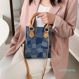 HBP Denim Portable Small Square Bag Trendy Simple Shoulder Diagonal Womens Fashion Shopping Handbag Buckle Canvas Totes Bags