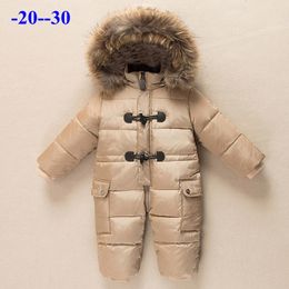 Russische Neugeborene Winter Baby Kleidung Schneeanzug 90% Ente Daunenjacke für Mädchen Mantel Parka Kleinkind Junge Schneeanzug tragen Oberbekleidung Overall LJ201007