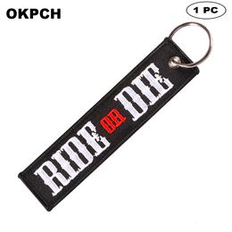 Key Fobs Chains Jewelry Red Embroidery Remove Before Flight Keyring Gift for Friends PK0070