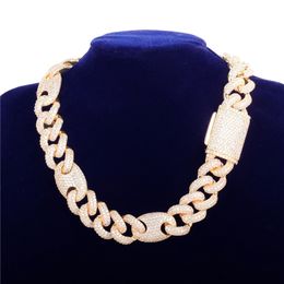 New Hot Trendy 18mm 16/18/20/22/24/28inch Gold Silver Colours Bling CZ Cuban Chains Necklace Bracelet for Men Punk Necklace