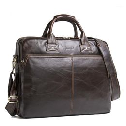 Briefcases Top Quality Men Business Briefcase Computer Bag Women Genuine Leather Laptop Handbag Male Luxury Shoulder Bags Bolso Hombre 20211