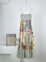 Summer dress floral patchwork pastoral style Forest Department age reducing casual suspender