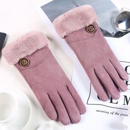 Beautiful Women Gift Winter Driving Windproof Gloves Keep Warm Thicken Touch Screen Faux Suede Glove