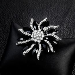 Fahion Crystal flower brooch black wedding bouquet brooch pins women dress suits brooches fashion Jewellery will and sandy gift