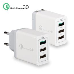 3 Ports QC3.0 EU US UK AC Home Wall Charger Adapters For Iphone 7 8 11 12 Pro Max Htc Lg android phone mp3 pc