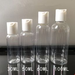 In stock 30ml 50ml 60ml 100ml Round PET Plastic Hand Snaitizer Gel Bottle Empty Lotion Squeeze Bottle Flip Top Shampoo Bottle Free Ship