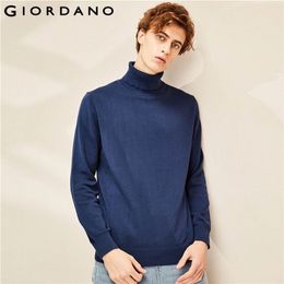 Giordano Men Sweater Turtleneck Knitted Sweater Men 100% Cotton Slight Stretechy Soft Blusa De Frio Masculino 01059858 201028