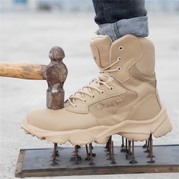 Men Waterproof Safety Shoes Security Cap Military Working Steel Toe Anti-Smashing Men's Work Boots Size 47 Y200915