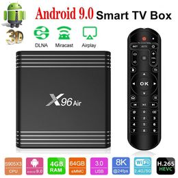 X96Air Android 9.0 TV Box X96 Air QuadCore 2.4&5G Dual Wifi BT Support 8K Smart Media Player Max 4GB Ram 64GB Rom